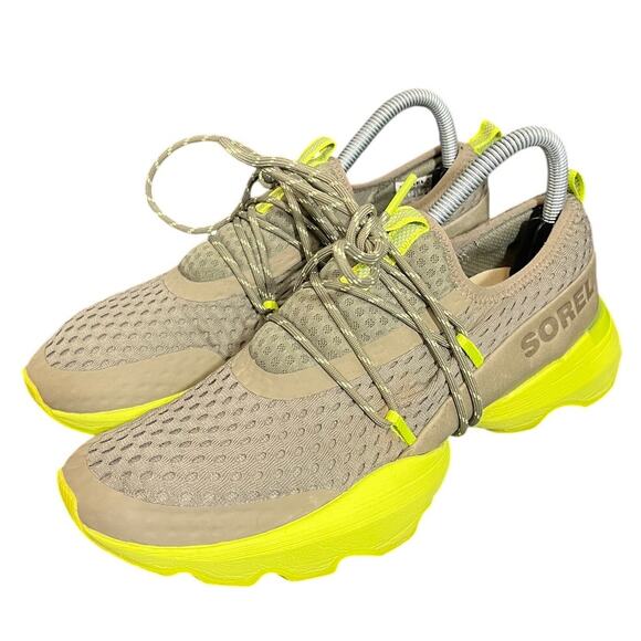 Sorel Womens Kinetic Impact Lace Shoe Sz 8.5 Gray Green Athletic Running Sneaker